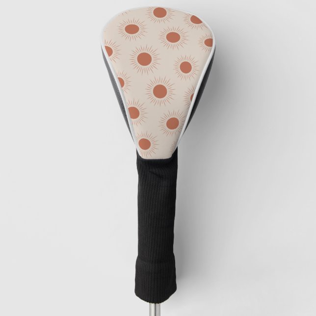 Minimalist Terracotta Abstract Boho sun pattern Golf Head Cover (Front)