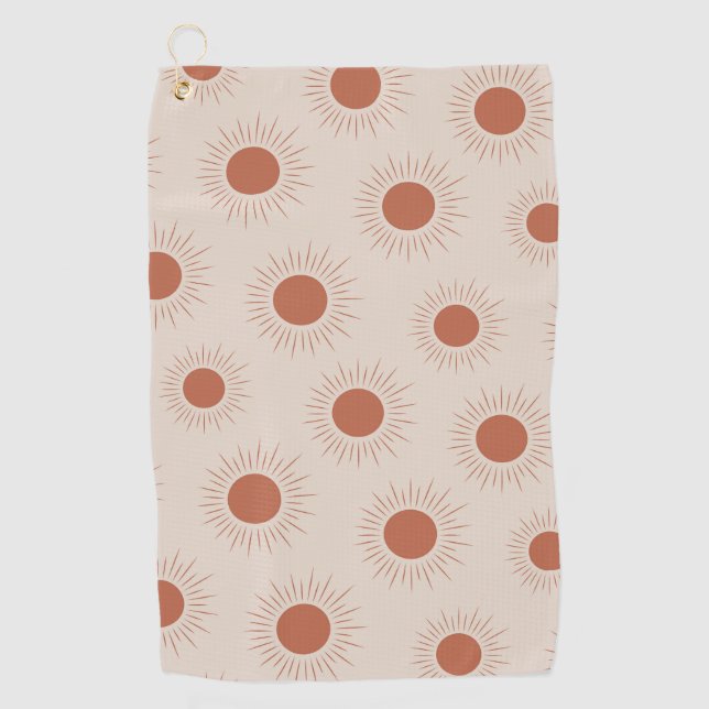 Minimalist Terracotta Abstract Boho sun pattern Golf Towel (Front)