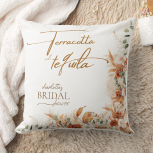 Minimalist Terracotta and Tequila Boho Chic Bridal Throw Pillow