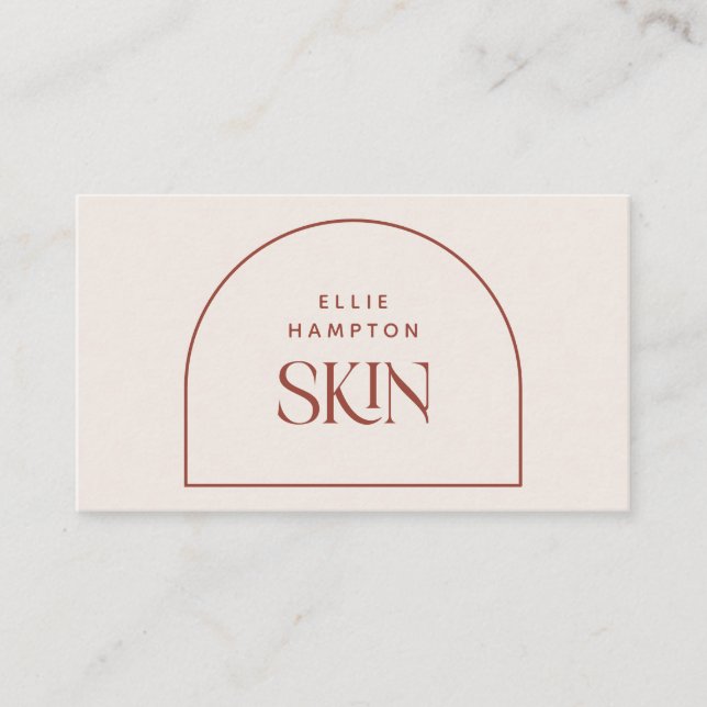 Minimalist Terracotta Arch Beauty Aesthetician Business Card (Front)