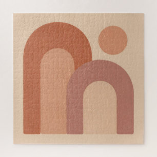 Minimalist Terracotta Arches Abstract Jigsaw Puzzle