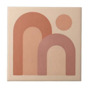 Minimalist Terracotta Arches Abstract Tile