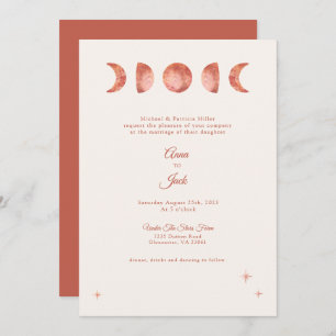 Minimalist Terracotta Bohemian Moon Wedding Invitation
