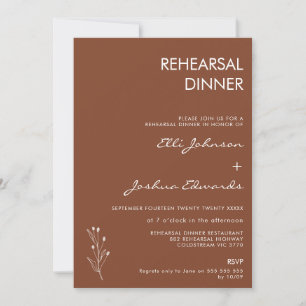 Minimalist Terracotta Bohemian Rehearsal Dinner Invitation
