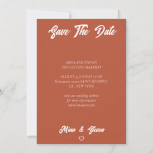Minimalist terracotta bohemian wedding save the date
