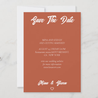 Minimalist terracotta bohemian wedding save the date