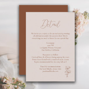 Minimalist Terracotta Boho Botanicals Wedding Enclosure Card