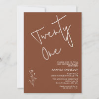 Minimalist Terracotta Boho Motif 21st Birthday
