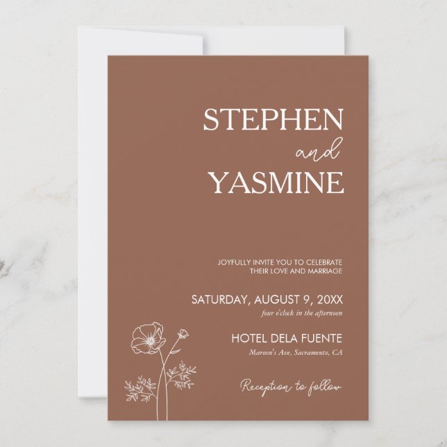 Minimalist Terracotta Boho Wedding Invitation (Front)