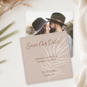 Minimalist Terracotta Boho Wedding Photo Save The Date