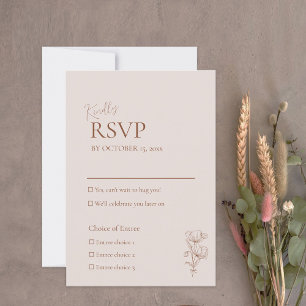 Minimalist Terracotta Boho Wedding RSVP Card