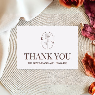 Minimalist Terracotta Boho Wedding Thank You Card