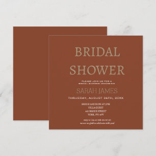 Minimalist Terracotta Bridal Shower Custom Square  Invitation