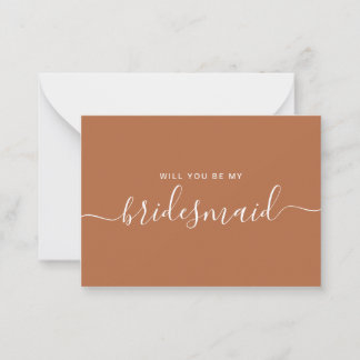 Minimalist Terracotta Bridesmaid Proposal Card