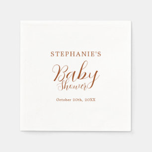 Minimalist Terracotta Burnt Orange Baby Shower Napkin