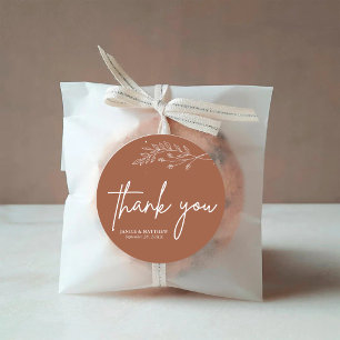 Minimalist Terracotta Burnt Orange Boho Wedding Classic Round Sticker