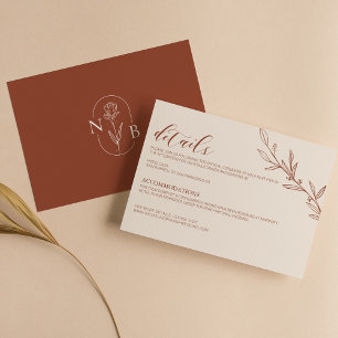 Minimalist Terracotta Burnt Orange Boho Wedding Enclosure Card