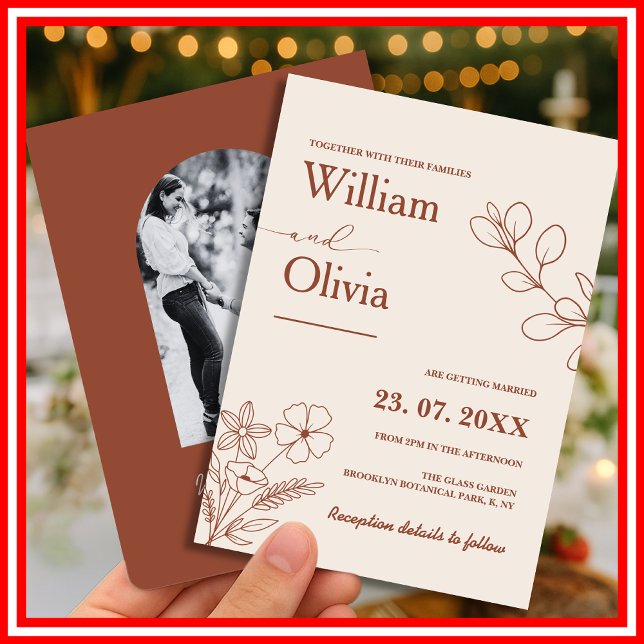 Minimalist Terracotta Burnt Orange Boho Wedding Invitation (Creator Uploaded)