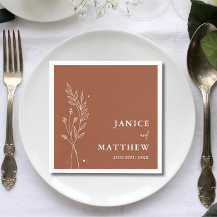 Minimalist Terracotta Burnt Orange Boho Wedding Napkin