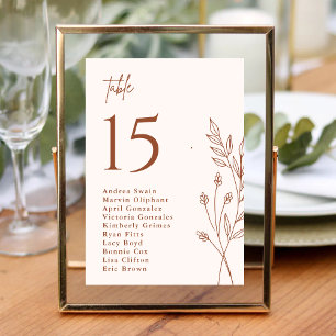 Minimalist Terracotta Burnt Orange Boho Wedding Table Number