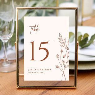 Minimalist Terracotta Burnt Orange Boho Wedding Table Number