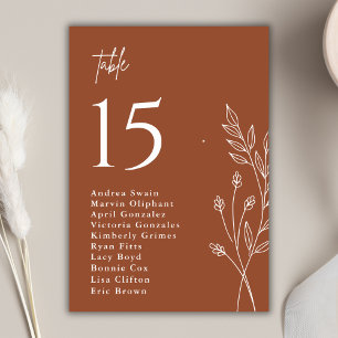 Minimalist Terracotta Burnt Orange Boho Wedding Table Number