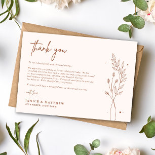 Minimalist Terracotta Burnt Orange Boho Wedding Thank You Card