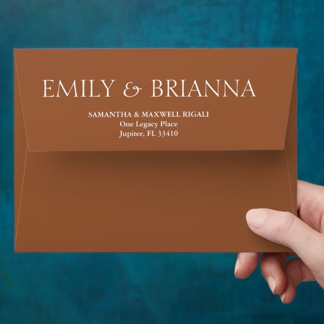 Minimalist terracotta Burnt wedding Envelope (Hand)