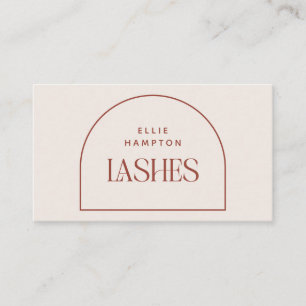 Minimalist Terracotta & Cream Arch Beauty Lashes Business Card