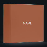 Minimalist terracotta custom name text monogram binder<br><div class="desc">Custom name text monogram terracotta and white solid plain color simple minimalist modern elegant 3 ring binder</div>