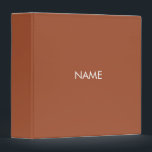 Minimalist terracotta custom name text monogram binder<br><div class="desc">Custom name text monogram terracotta and white solid plain color simple minimalist modern elegant 3 ring binder</div>