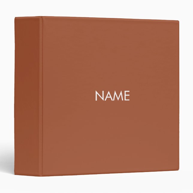 Minimalist terracotta custom name text monogram binder (Front/Spine)