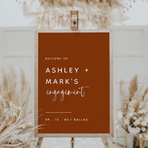 Minimalist Terracotta Engagement Party Welcome Poster