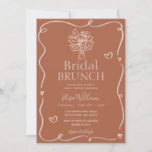 Minimalist Terracotta Floral Boho Bridal Brunch Invitation