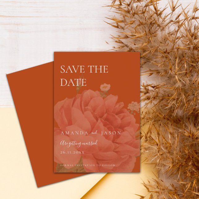 Minimalist Terracotta Floral Wedding Save The Date (Creator Uploaded)