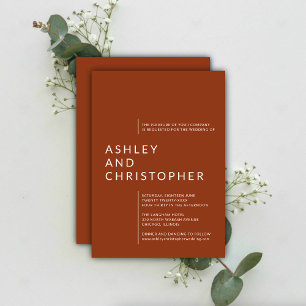 Minimalist Terracotta Isolated Names Wedding Invitation