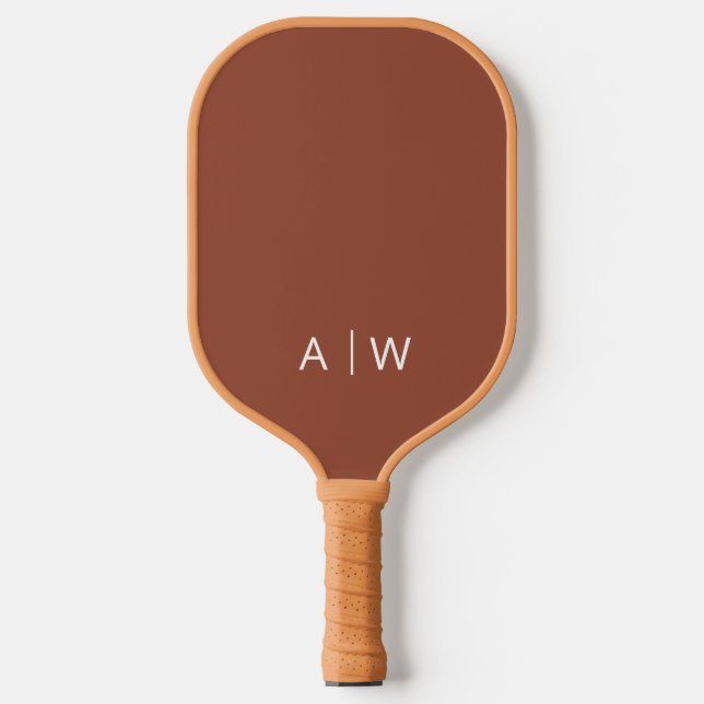 Minimalist Terracotta Modern Monogram Pickleball Paddle (Front)