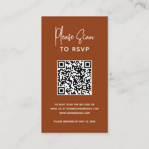 Minimalist Terracotta QR Code Modern Wedding Enclosure Card
