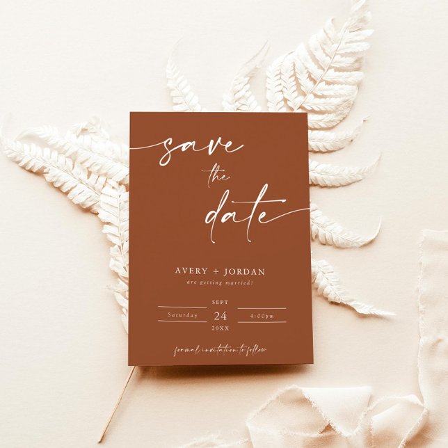 Minimalist Terracotta Save the Date | Modern Boho Invitation (Creator Uploaded)