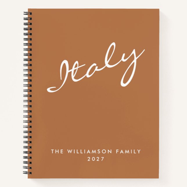Minimalist Terracotta Script Personalized Travel Notebook (Front)