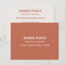 Minimalist Terracotta Skincare Aftercare Card