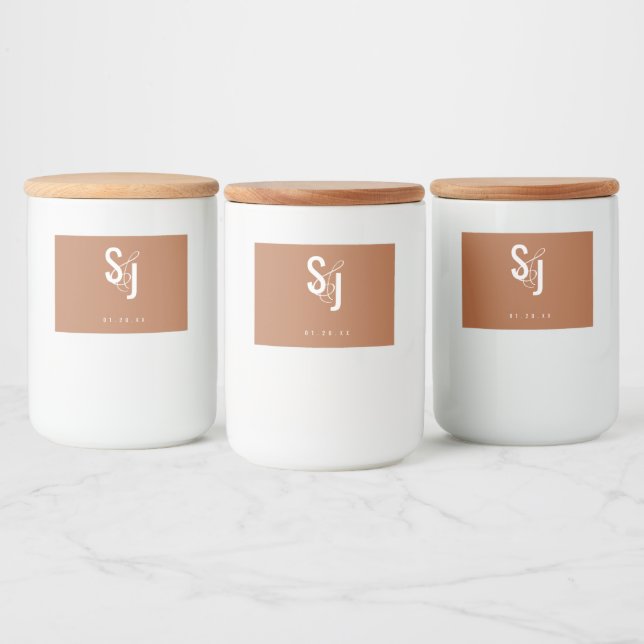 Minimalist Terracotta Typography Bohemian Wedding Food Label (Bottles)