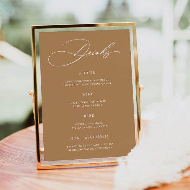 Minimalist Terracotta Wedding Bar Menu  Poster (Creator Uploaded)