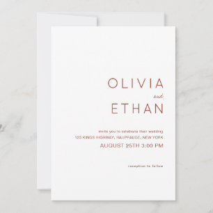 Minimalist Terracotta Wedding  Invitation