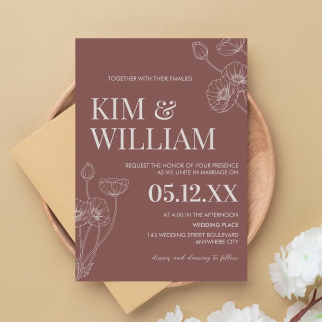 Minimalist Terracotta Wedding Invitation (Minimalist Terracotta Boho Wedding Invitation)