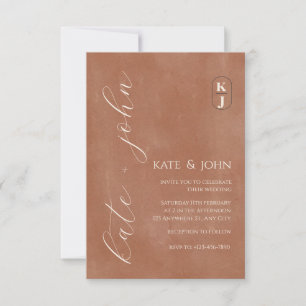 Minimalist Terracotta Wedding Invitation   Modern