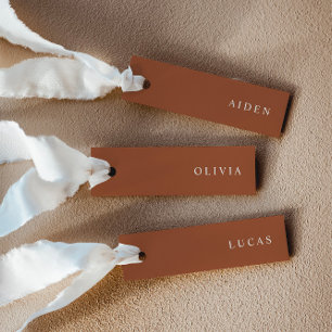Minimalist Terracotta Wedding Name Place Cards