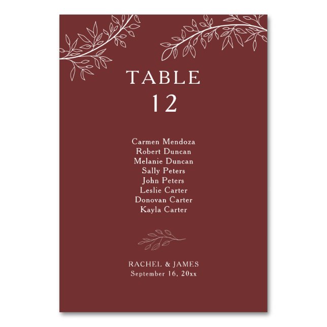 Minimalist Terracotta Wedding Seating Chart  Table Number (Front)