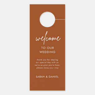 Minimalist Terracotta Wedding Welcome Door Hanger