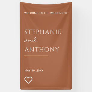 Minimalist Terracotta with Heart Modern Wedding Banner